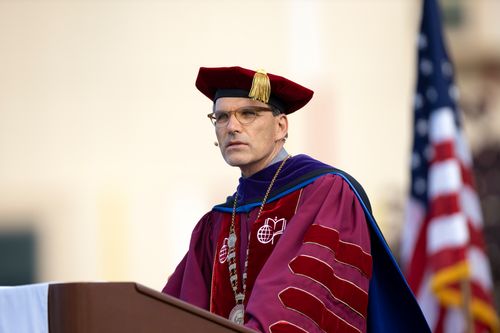 CMC President Hiram E. Chodosh speaks at 2021 graduation