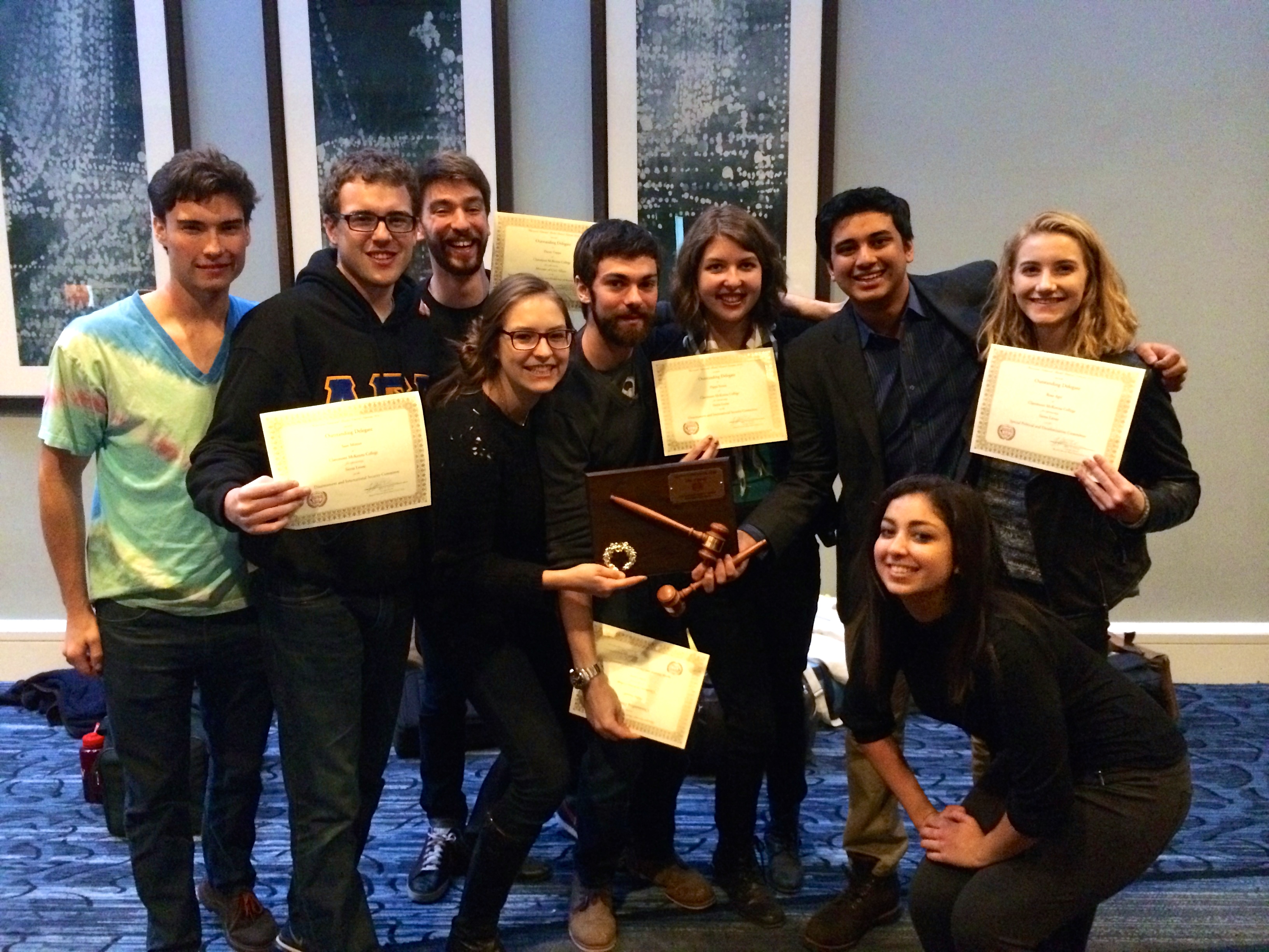 SPEAKING OUT: Naina Mullick ’17 and Griffin Merians ’17 represent Sierra Leone during stiff competition at Harvard earlier this year. CMC’s team went on to win HNMUN 2015.