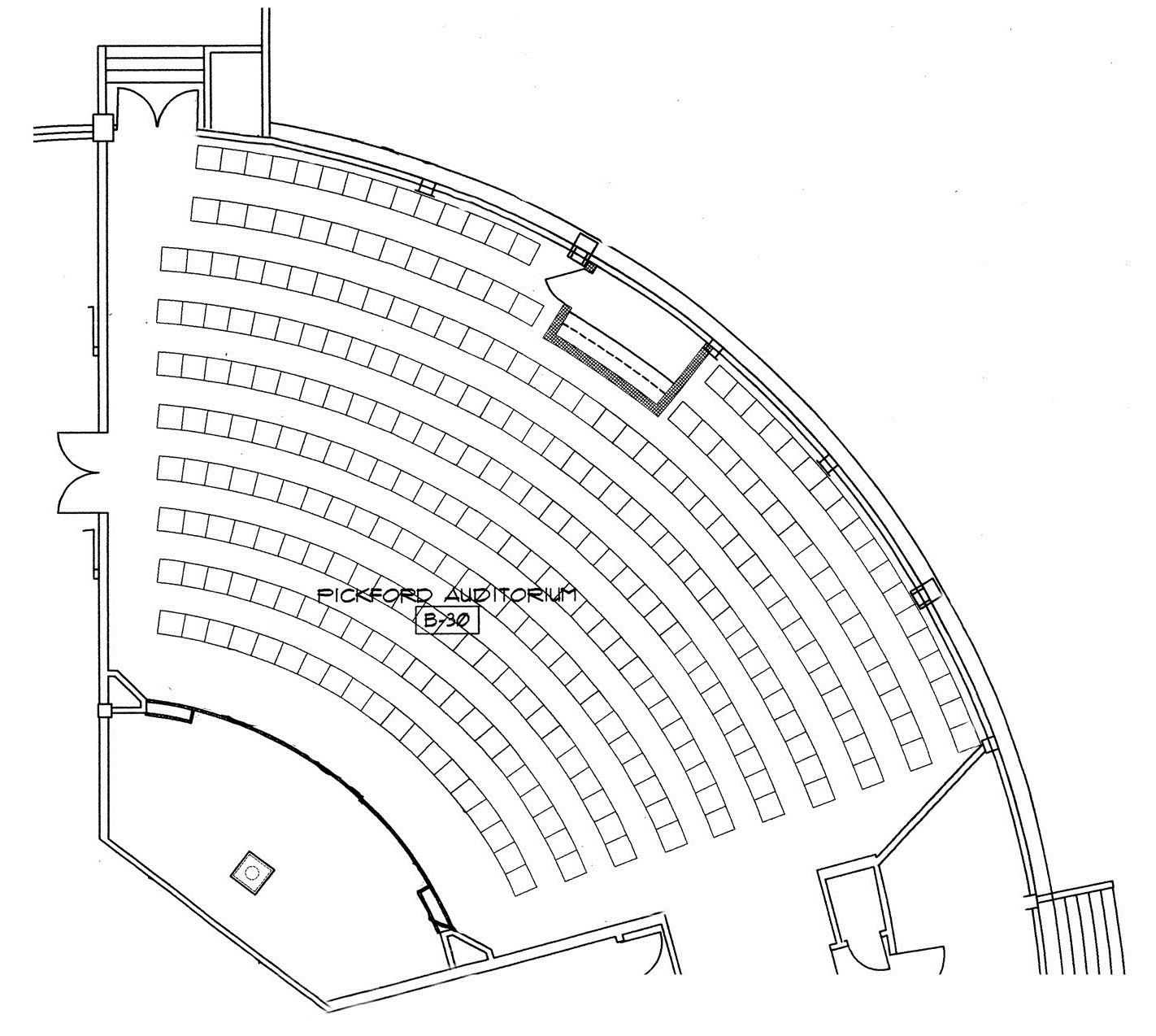 Seating chart of Pickford Auditorium