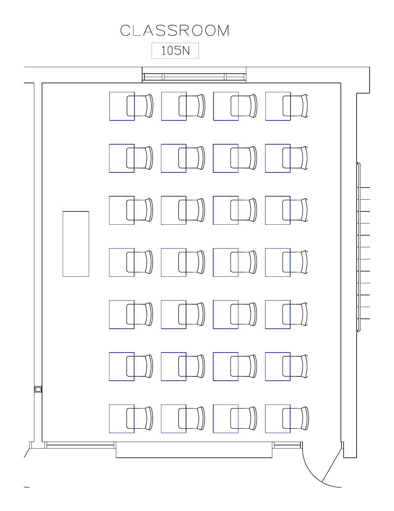 Seating chart of Roberts North 105