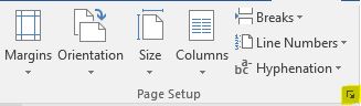 Page Setup pane in Microsoft Word