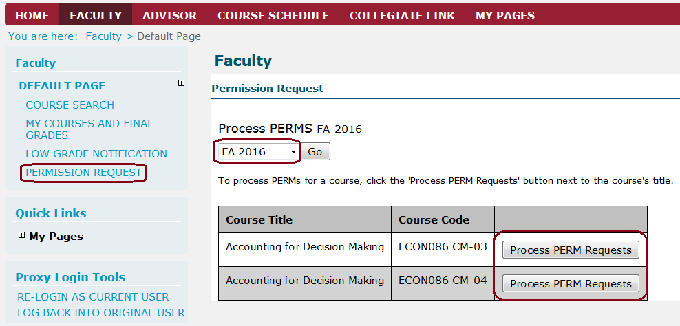 How to process PERMs on the portal (screenshot)