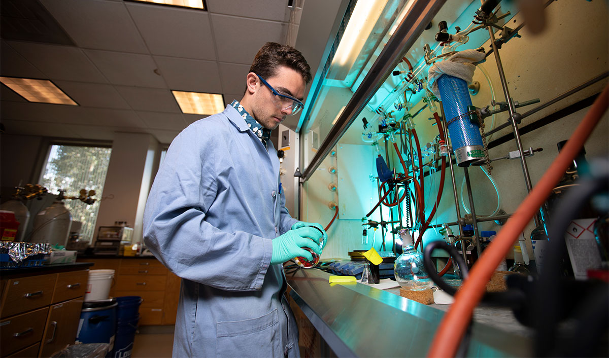 Student in science lab