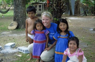 Student with children