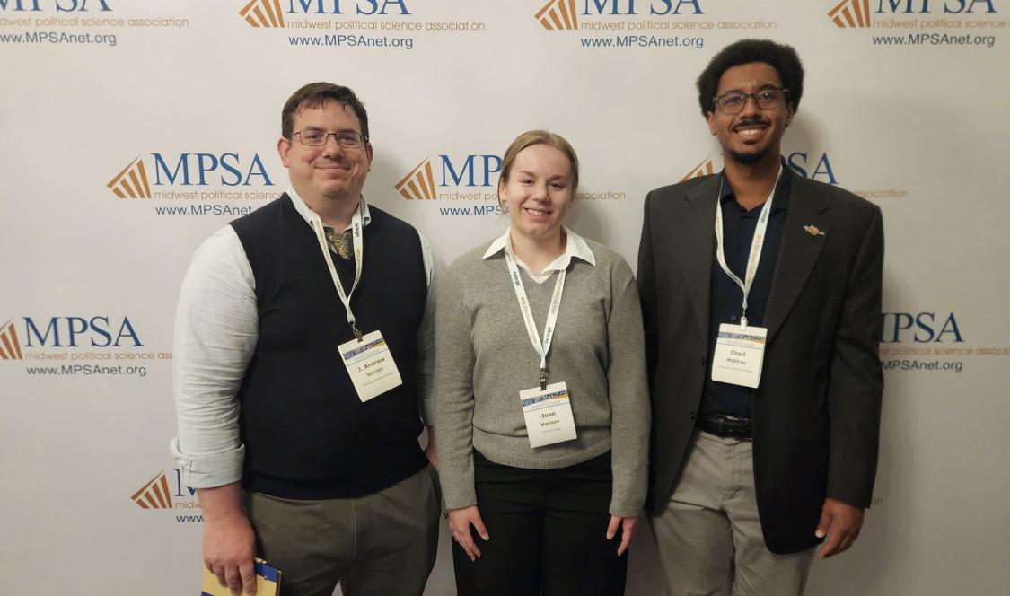 Professor Sinclair with Joan Hanson and Chad McElroy