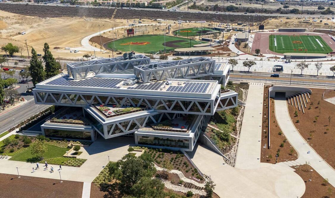 Overview shot of RDSC building and the Sports Bowl in the distance