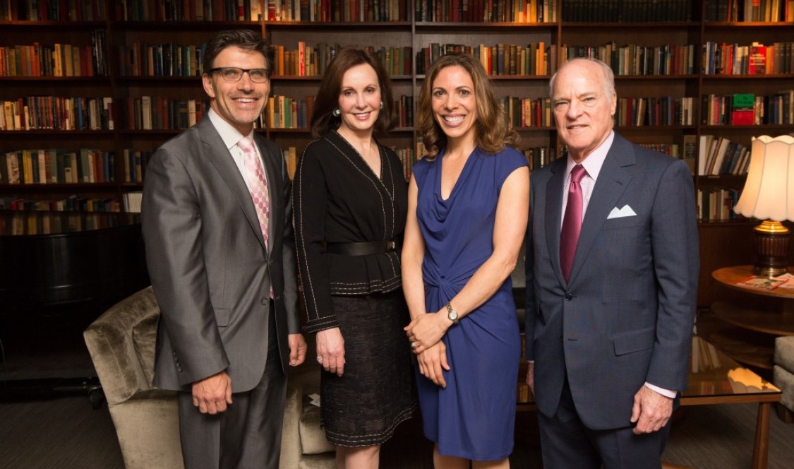 Claremont McKenna College President Hiram E. Chodosh; Marie-Josée Kravis, Chair of the Kravis Prize Selection Committee; Endeavor CEO and Co-founder Linda Rottenberg; and Henry R. Kravis ’67, CMC Trustee and Co-founder of Kohlberg Kravis Roberts & Co