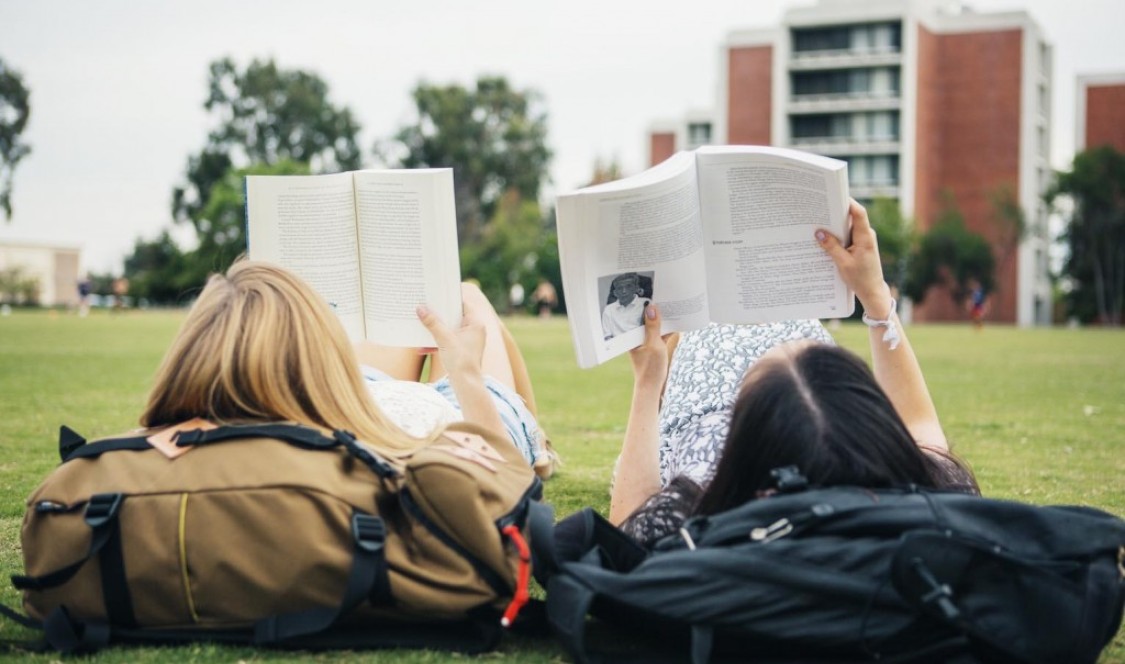 Students studying on Parents Field