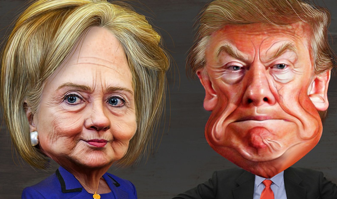 Clinton Trump caricatures