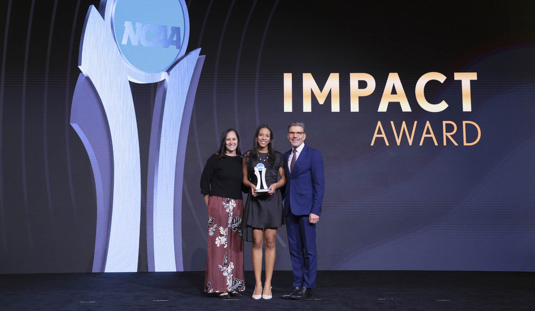 Ella Brissett '25 with Pres. Chodosh and Erica Jasper
