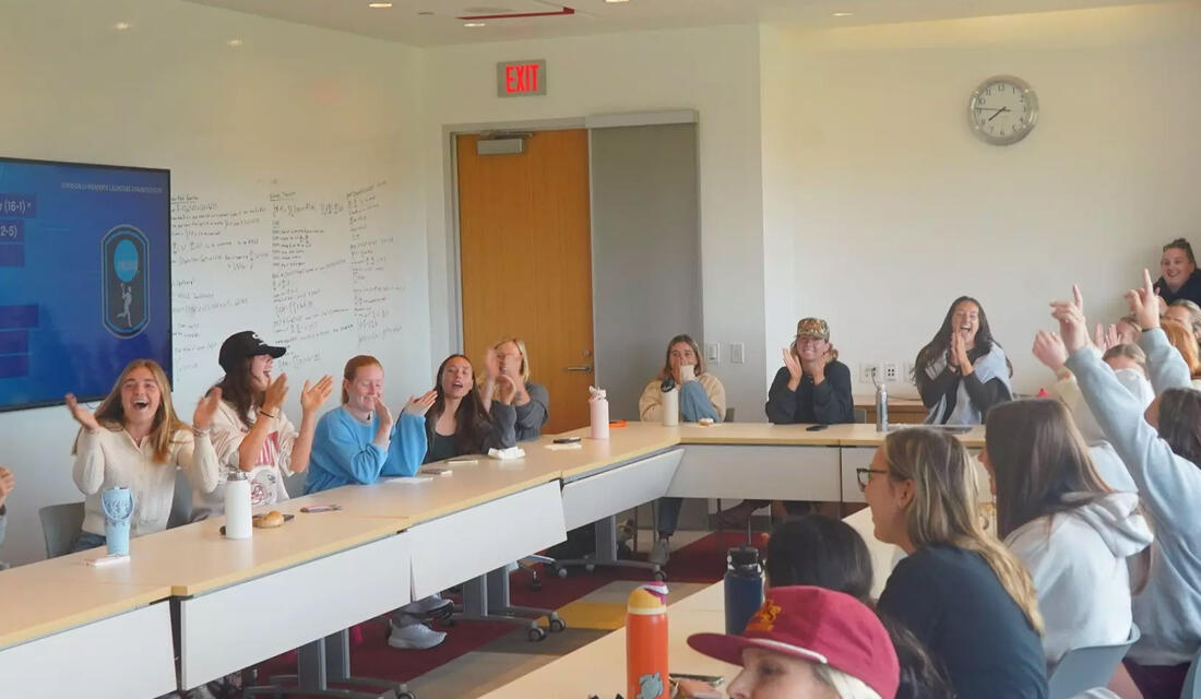The CMS women's lacrosse team reacts to its NCAA selection