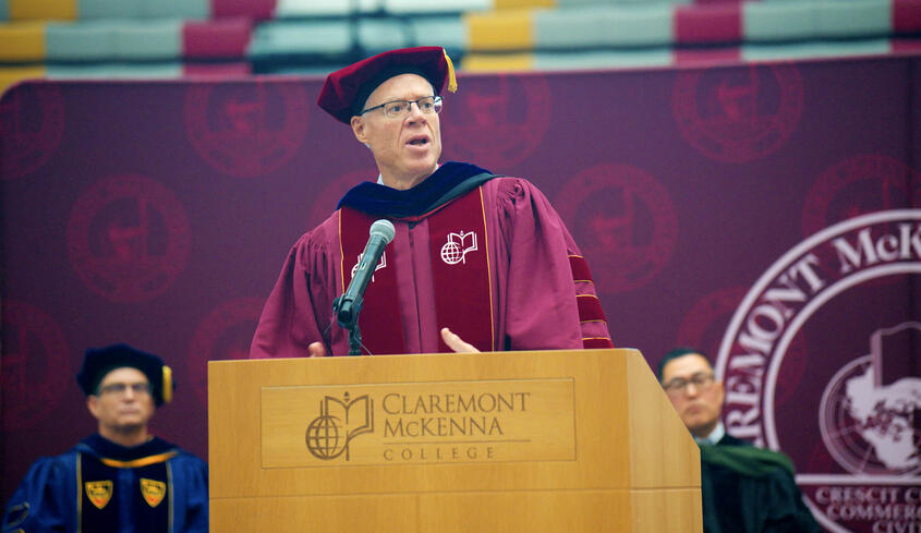 President Will Dudley speaking during Convocation