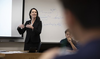 Professor Shana Rose addresses her class