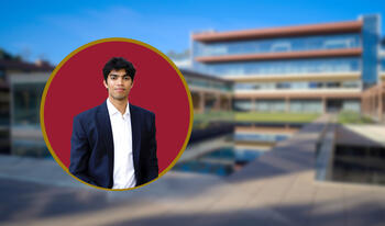 Krish Malpani ’28 photo inset over Kravis Center image