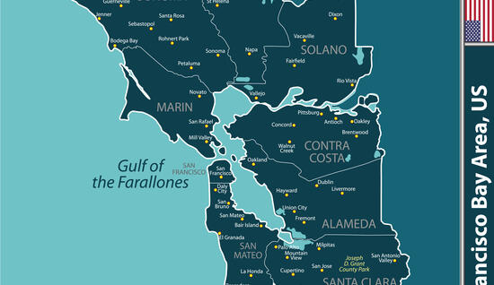 map of California's bay area 
