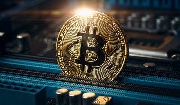 shiny gold coin with B for Bitcoin