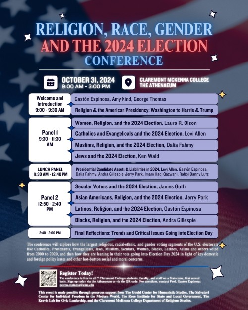Conference Schedule for Religion, Race, Gender, and the 2024 Election Conference