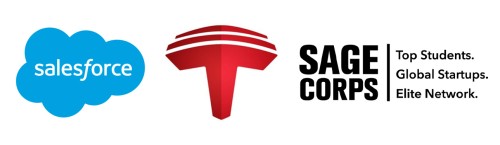 Logos for Salesforce, Tectonica, and Sage Corps.