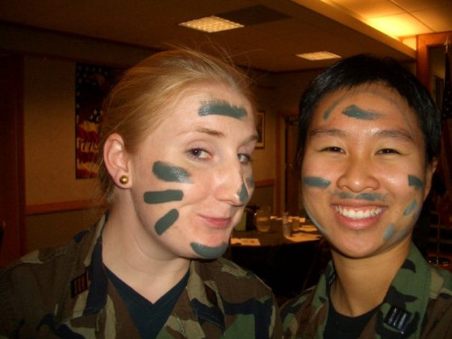 Kendra Henderson '09 with a friend during her ROTC days.