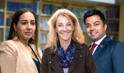 The new Rose Institute board members: Jacinth Sohi ’11 (left), Sue O'Bannon ’84 (center), and Ashwin Navin ’99.