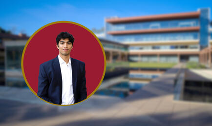 Krish Malpani ’28 photo inset over Kravis Center image