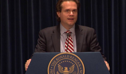Prof. Zach Courser speaks at the Reagan Library