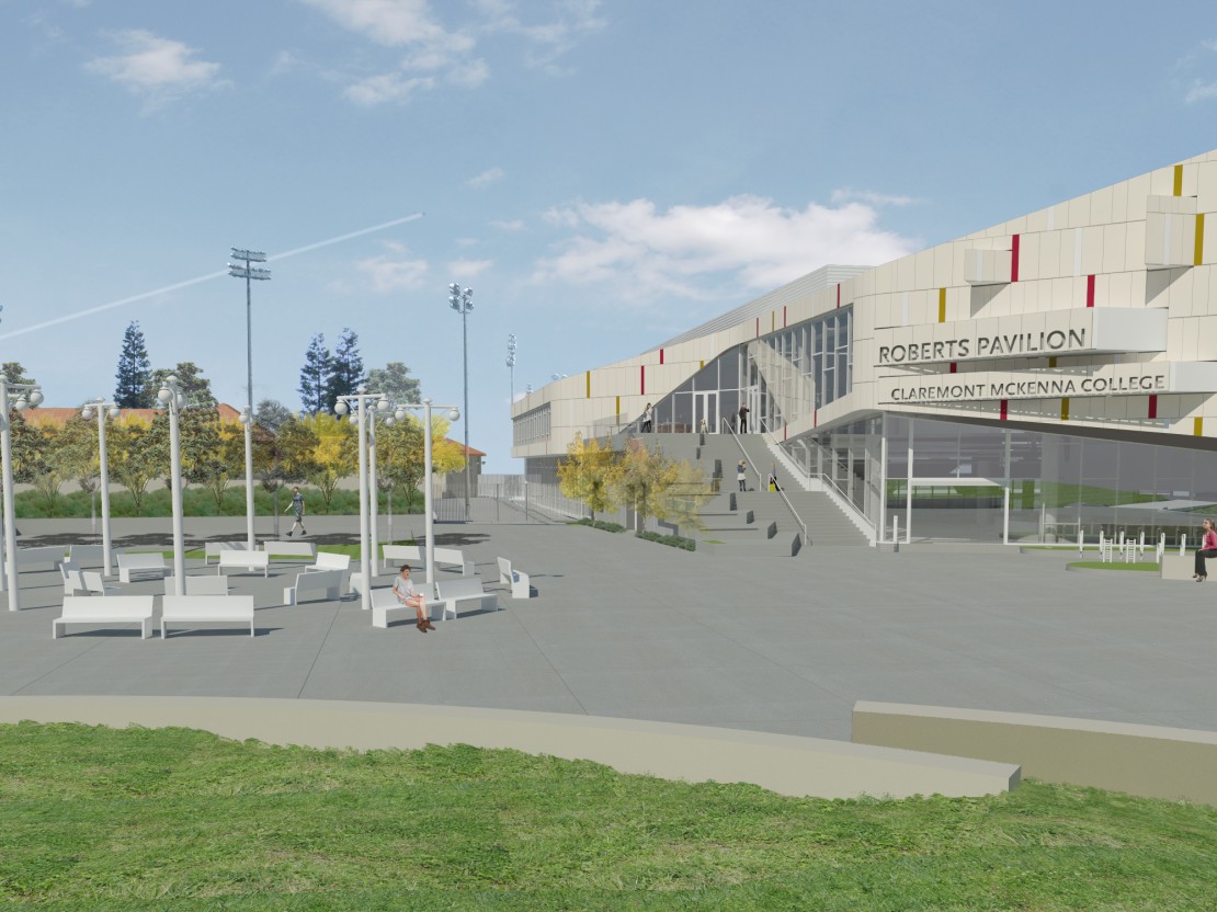 MEET IN THE MIDDLE: Artist rendering of Burden's installation in front of the Roberts Pavilion.