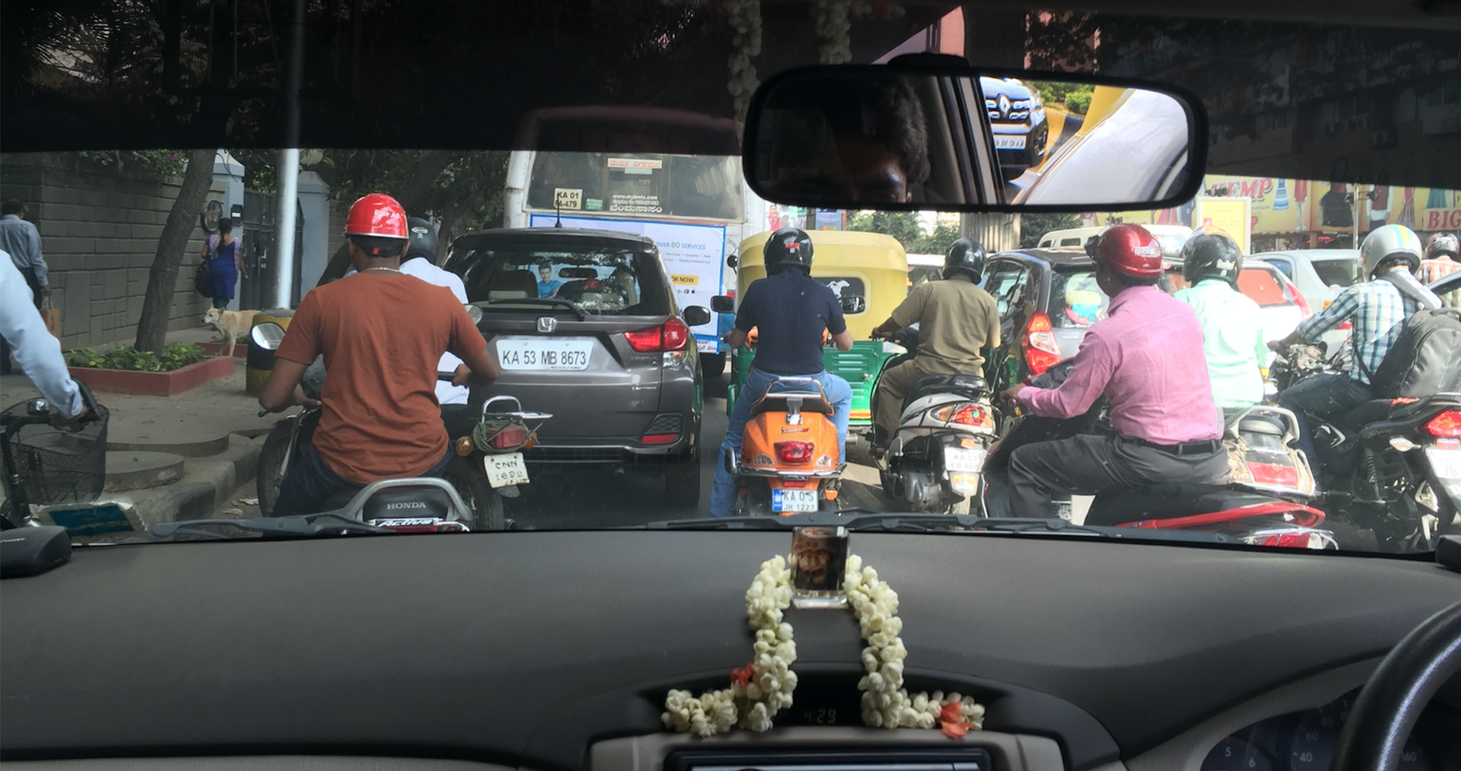 traffic on a busy street in Bangalore